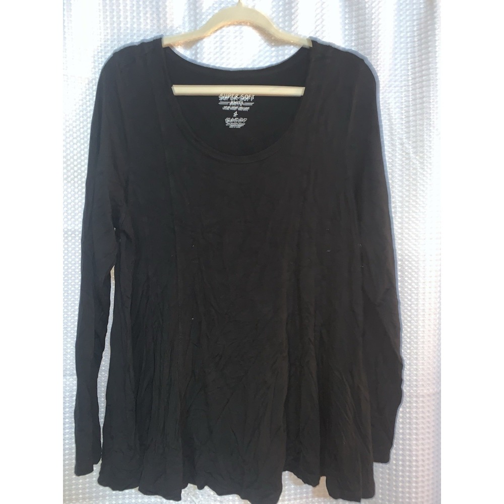 Torrid Womens Top Size‎ 1 Black Long Sleeve Scoop Neck Super Soft Knit 1x Plus